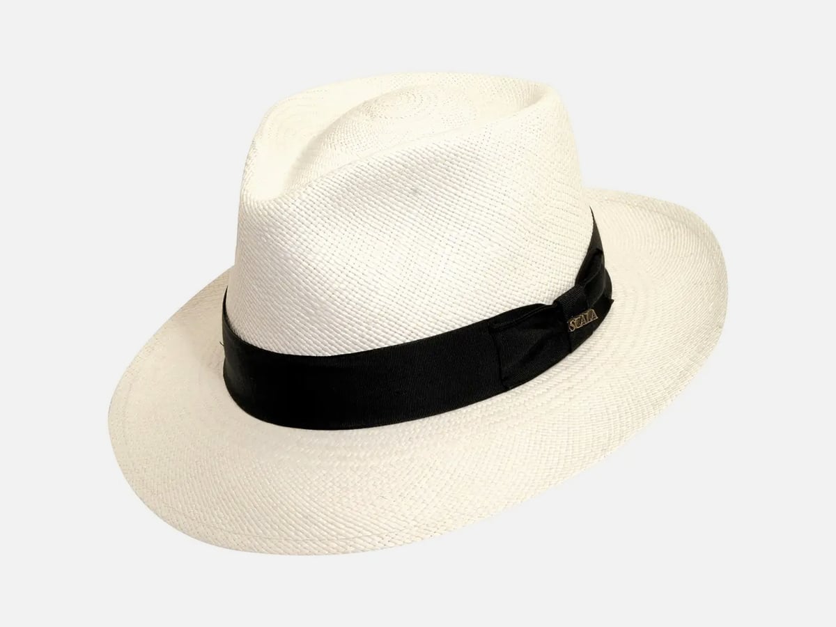 White Panama hat with black band