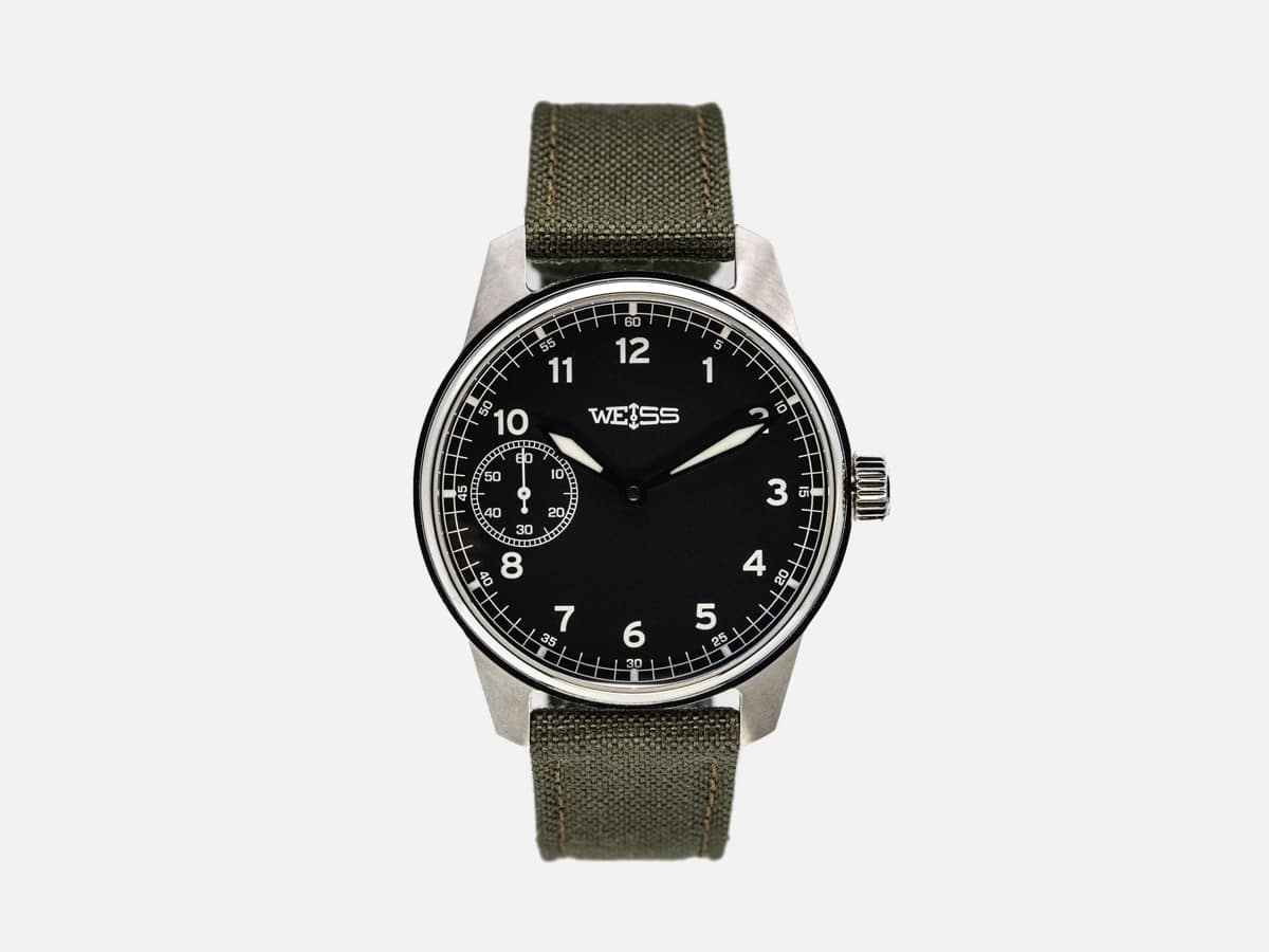 Product image of Weiss Watch Company 42mm American Issue Field Watch Black Dial on Black Cordura