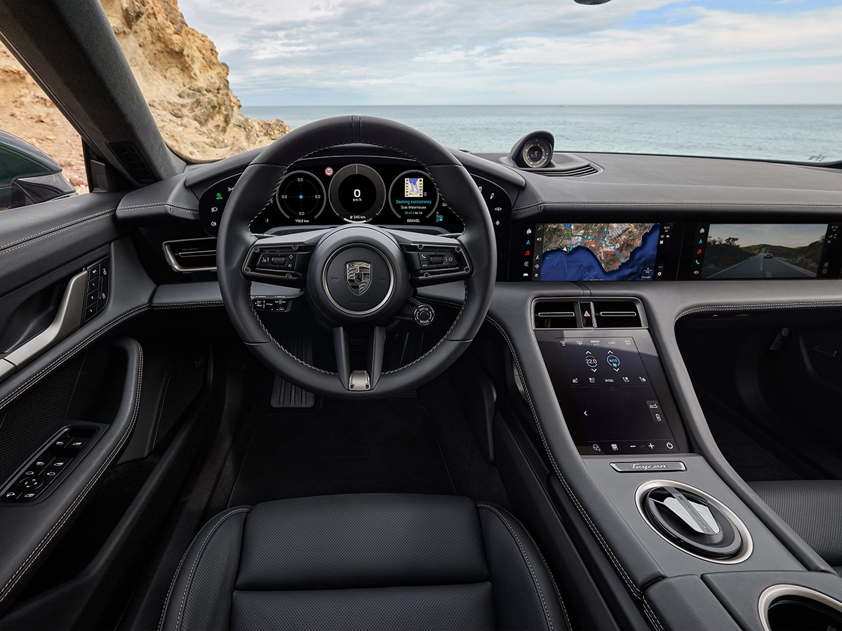 2025 porsche taycan drivers view of the interior