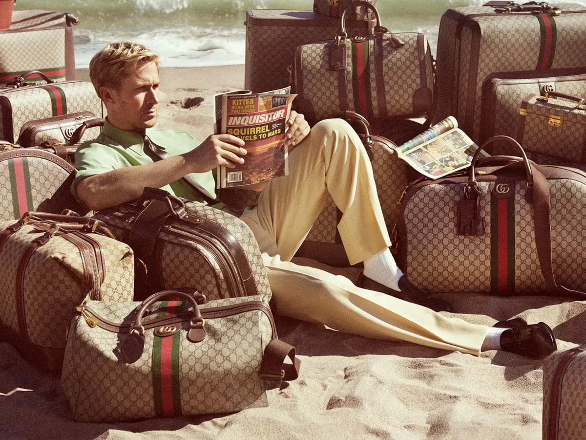 Ryan Gosling with Gucci luggage