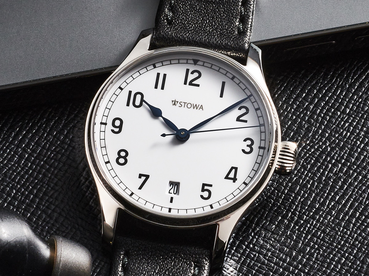 Stowa watch set on balck leather