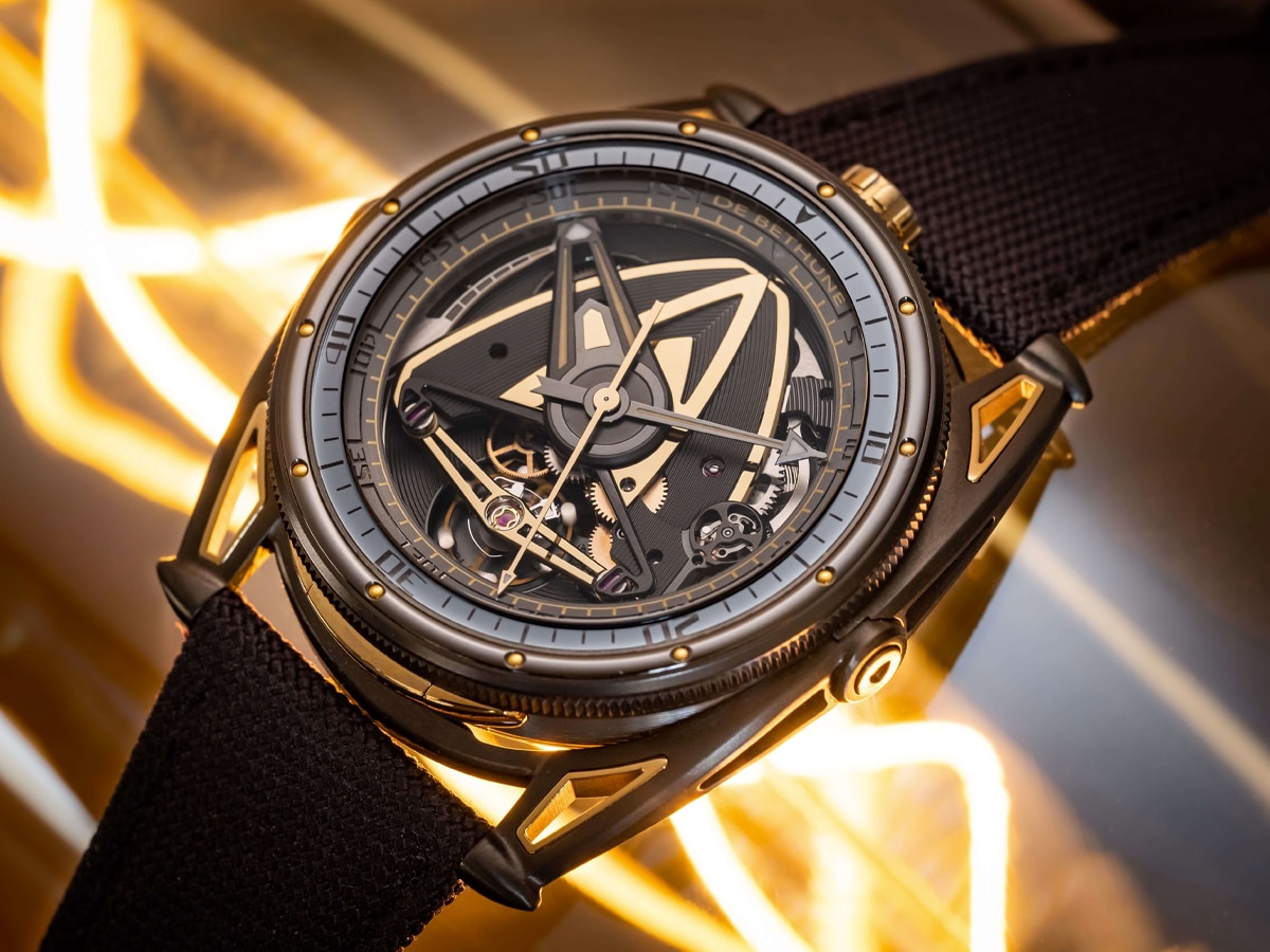 De Bethune bronze and gold watch with brown strap
