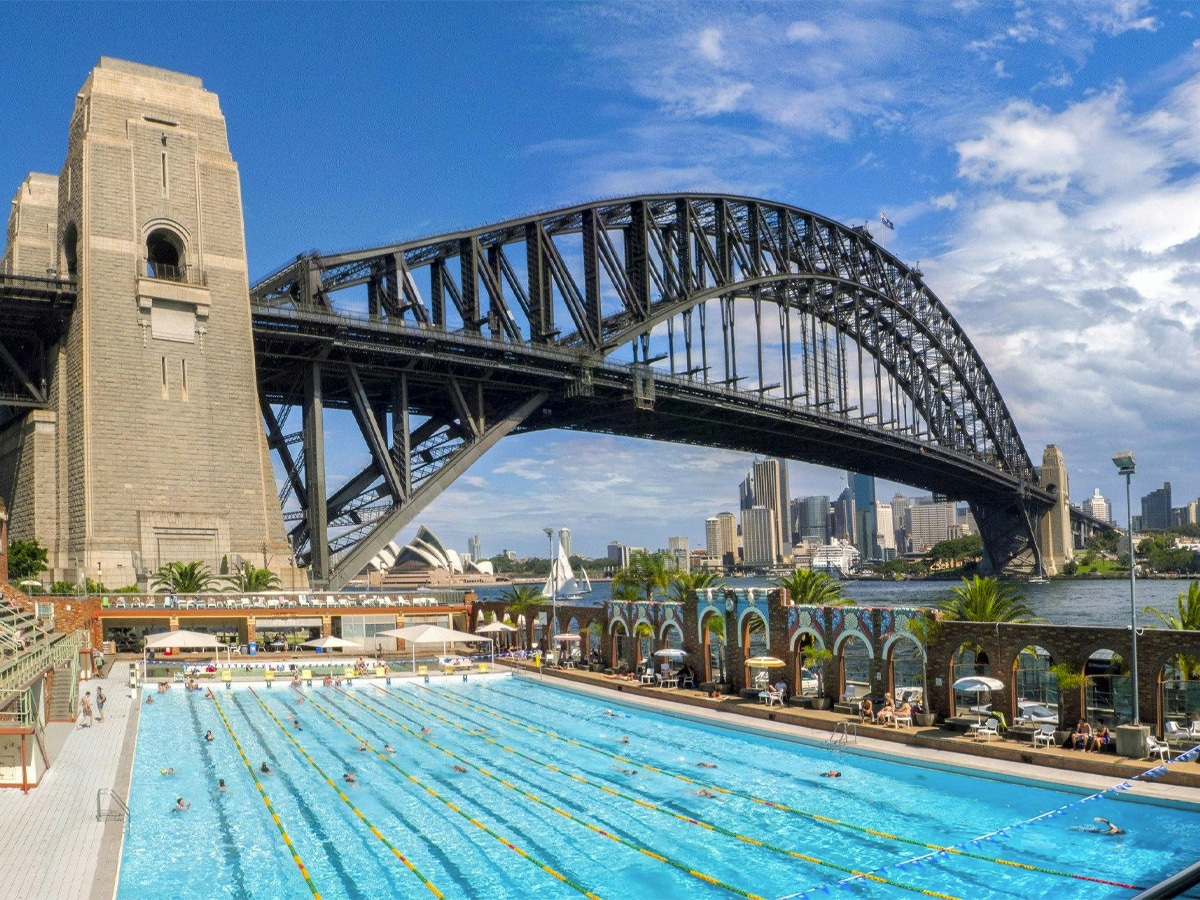 Wide shot of the Olympic Pool in North Sydney