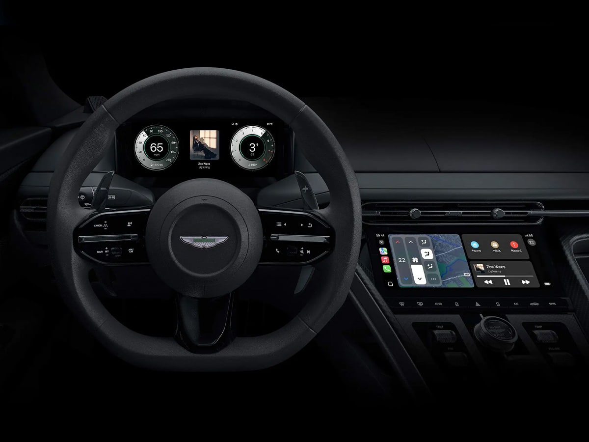 Mockup of CarPlay experience set to launch in 2024 in select Aston Martin models | Image: Aston Martin/Apple