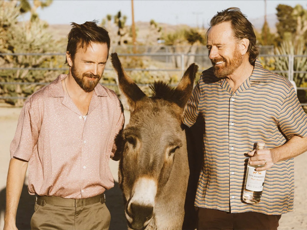 Bryan Cranston and Aaron Paul with Dos Hombres Mezcal