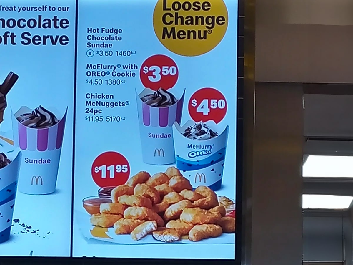 Loose Change menu McDonald's