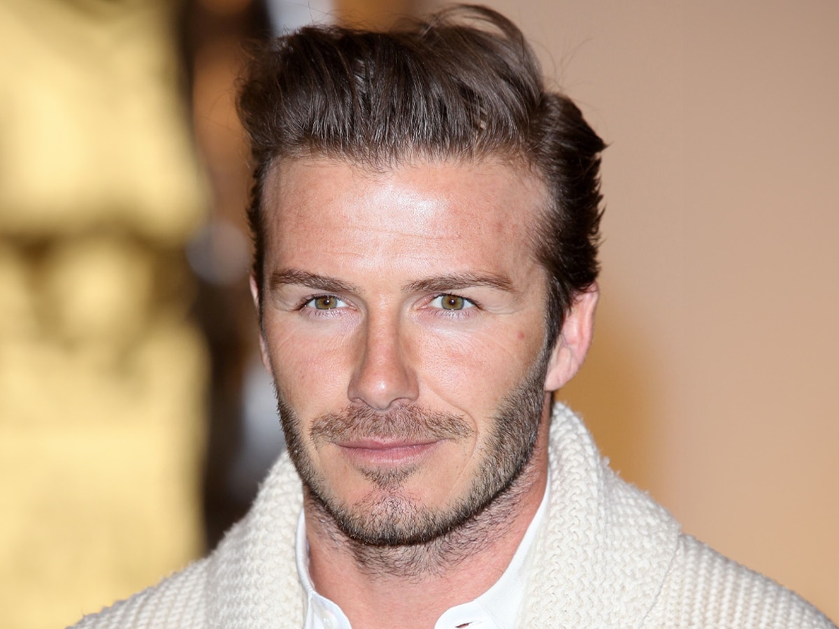 David Beckham with a slicked back hairstyle