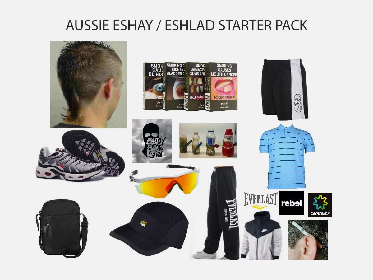 Collage of different images representing Aussie Eshay/Eshlad Starter Pack