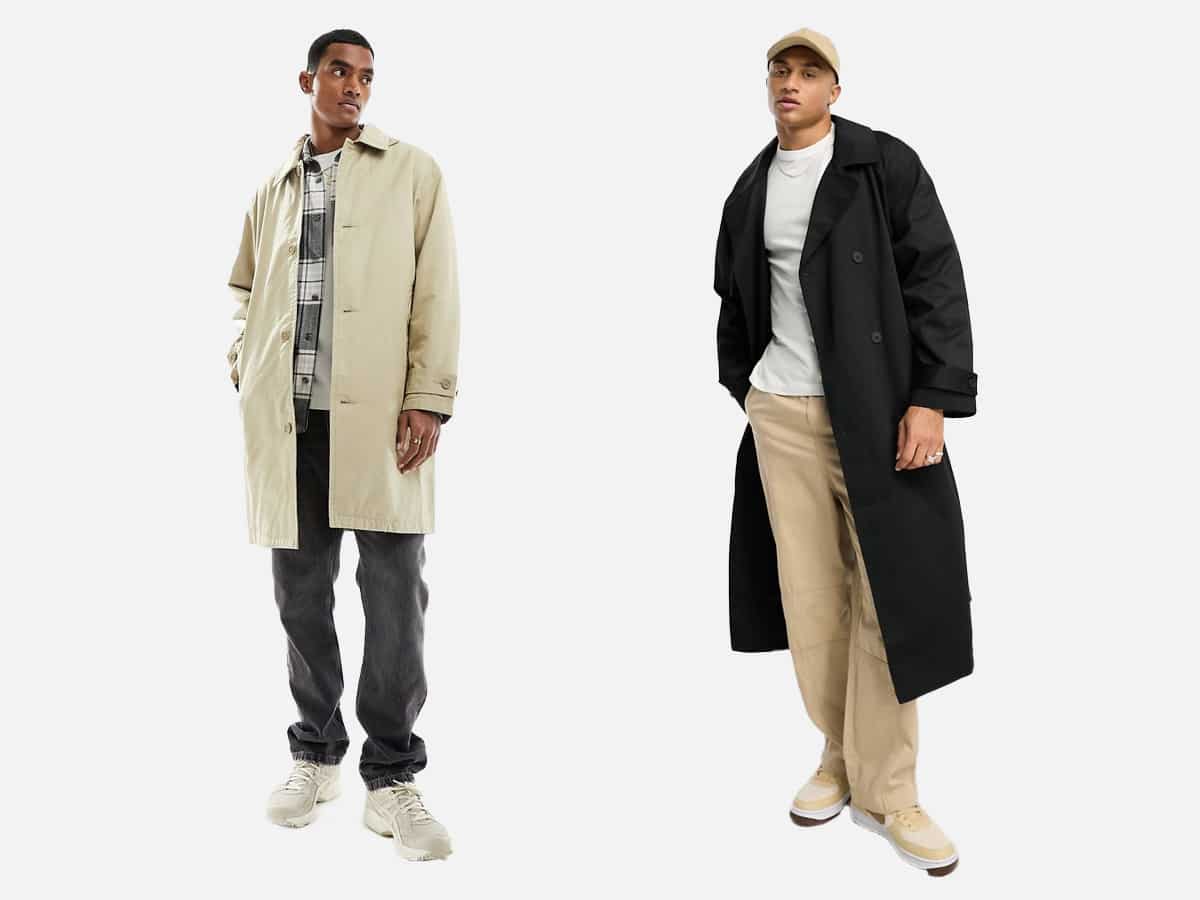 Male models in trench coats