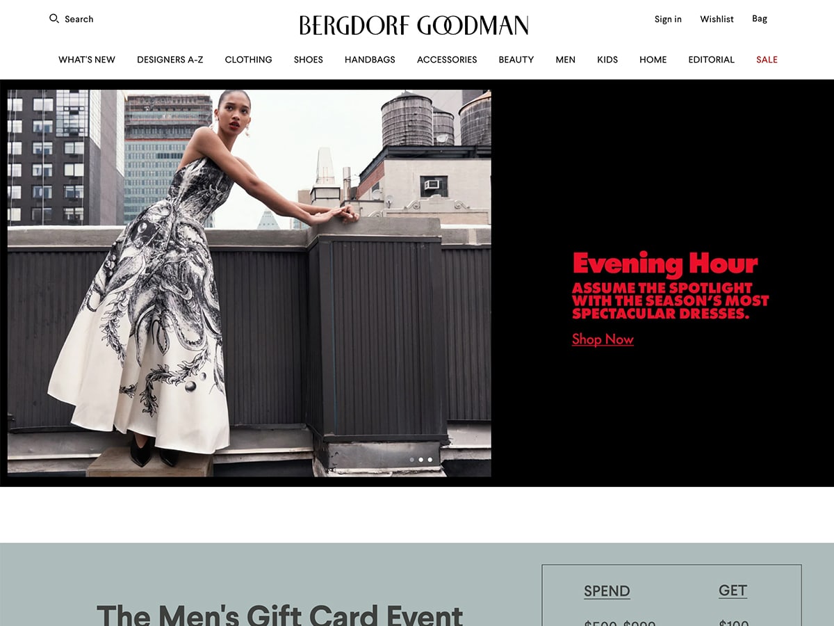 Bergdorf Goodman website homepage screenshot