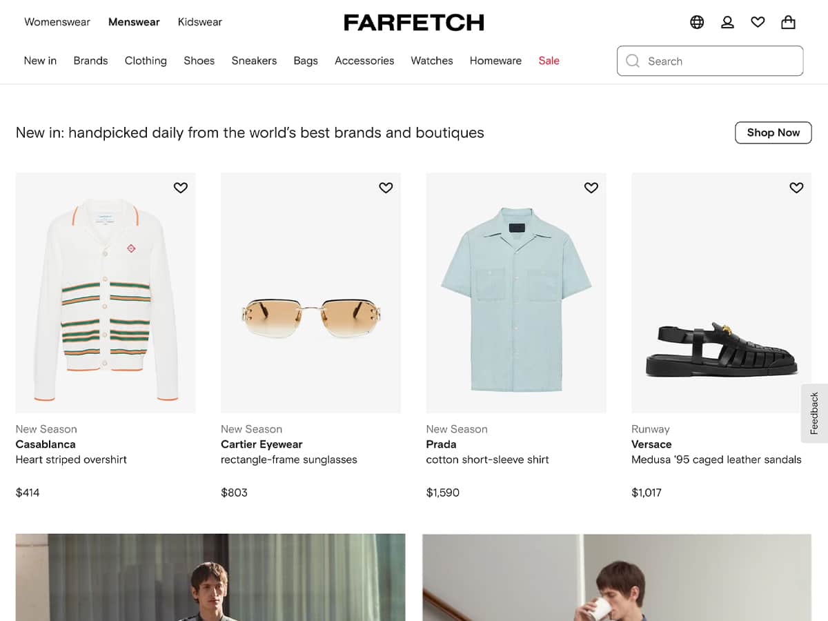 Farfetch website homepage screenshot