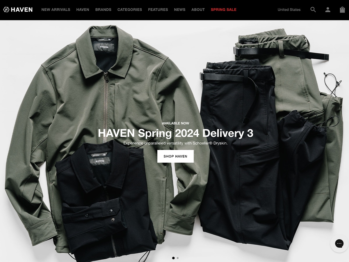 HAVEN website homepage screenshot