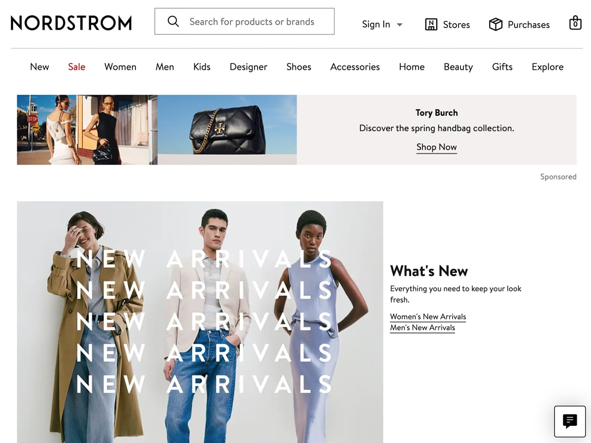Nordstrom website homepage screenshot