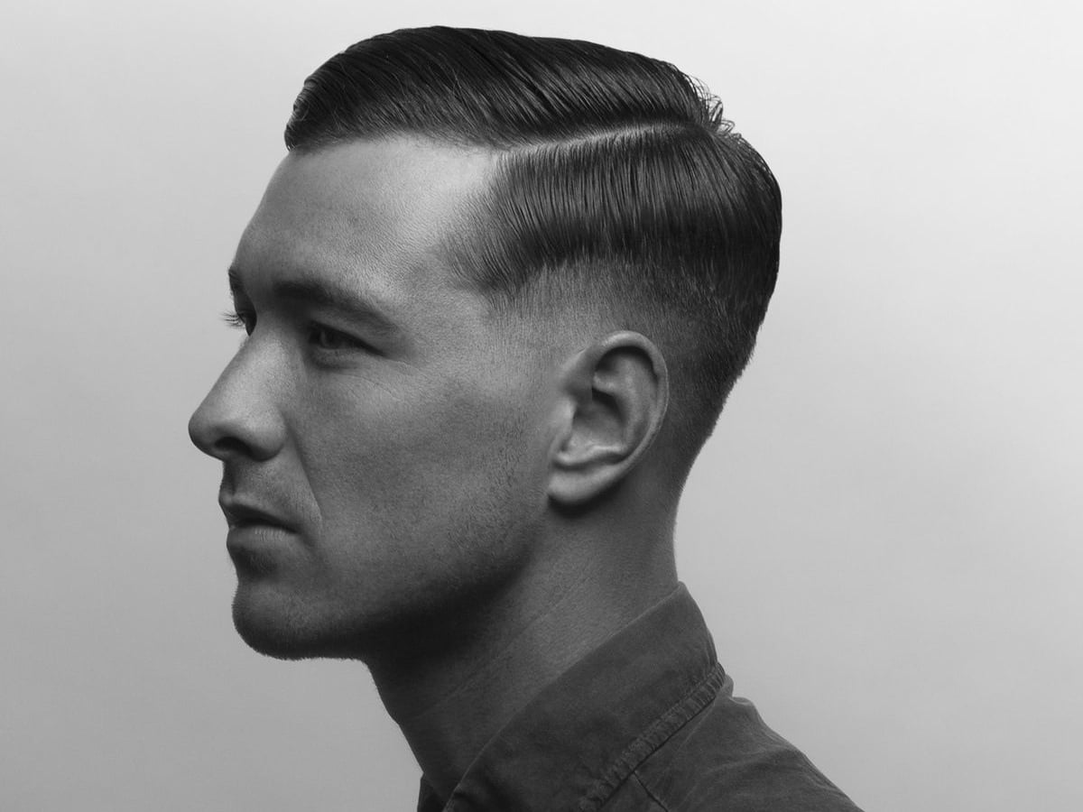 Male model with a slicked-back hairstyle