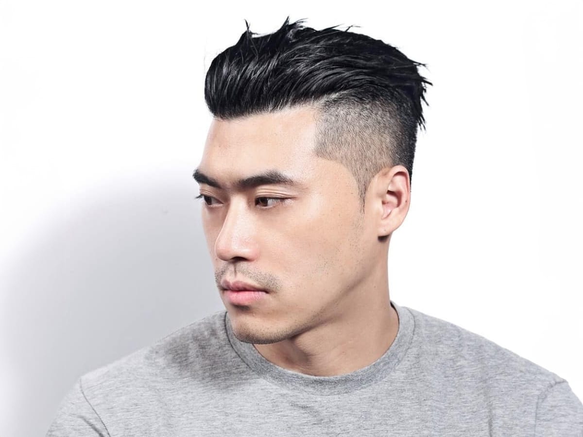 Male model with a slicked-back hairstyle