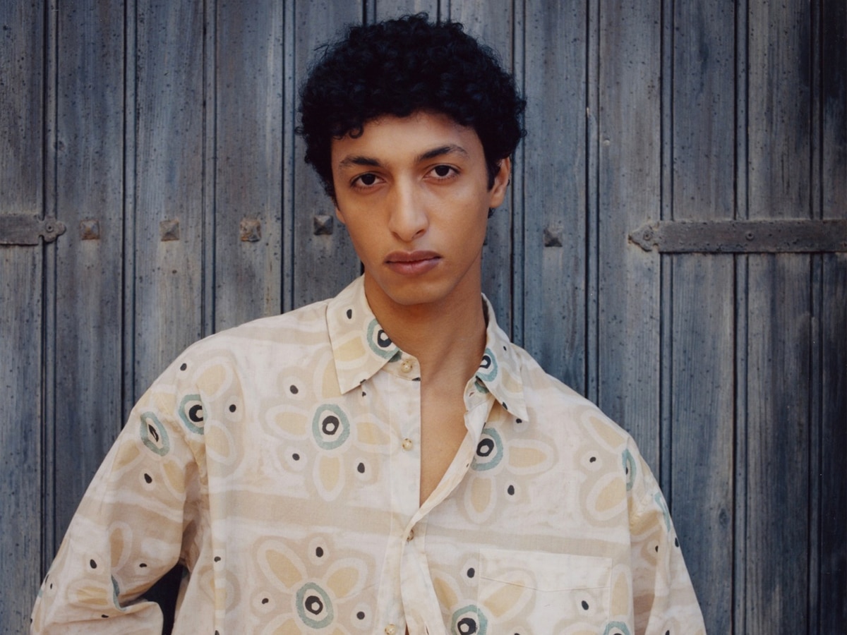 Male model in a printed shirt
