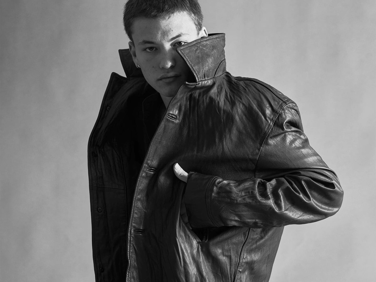 Male model in a leather jacket