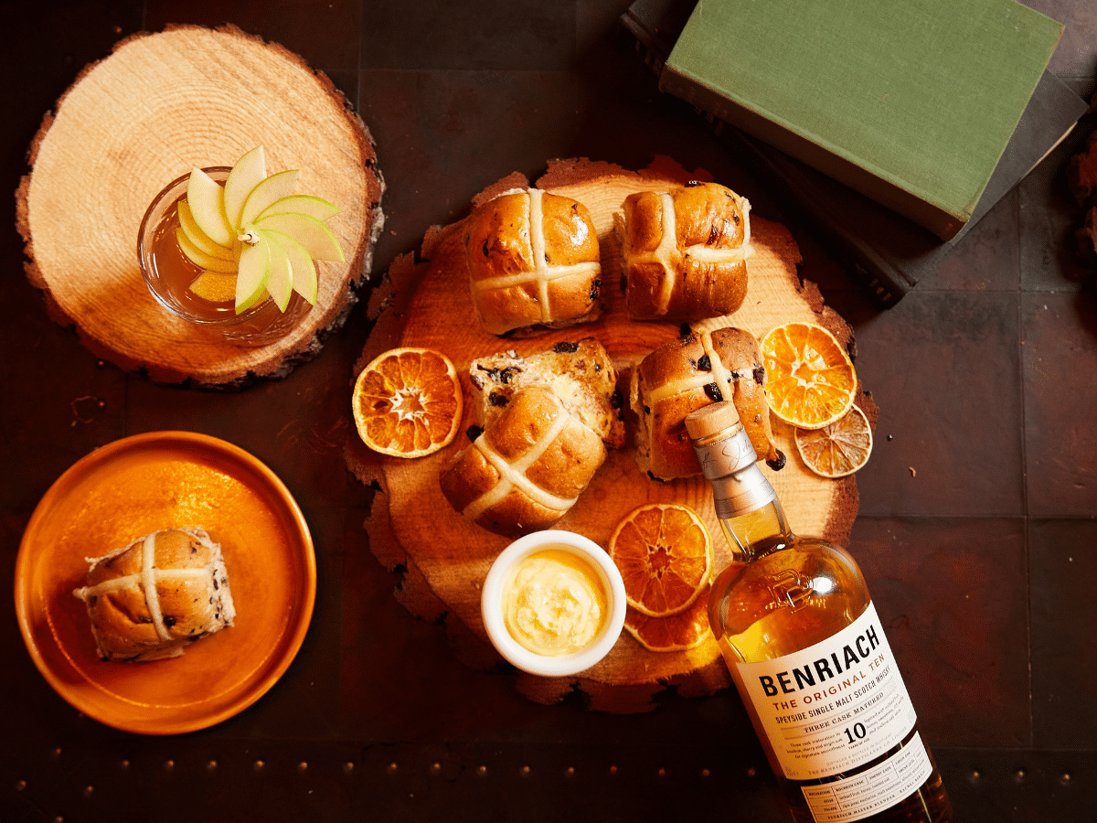 Benriach and The Grounds' Whisky-Infused ‘Scotch Cross Buns’ | Image: Benriach