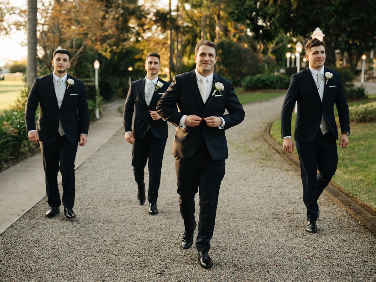 Groom and groomsmen in suits