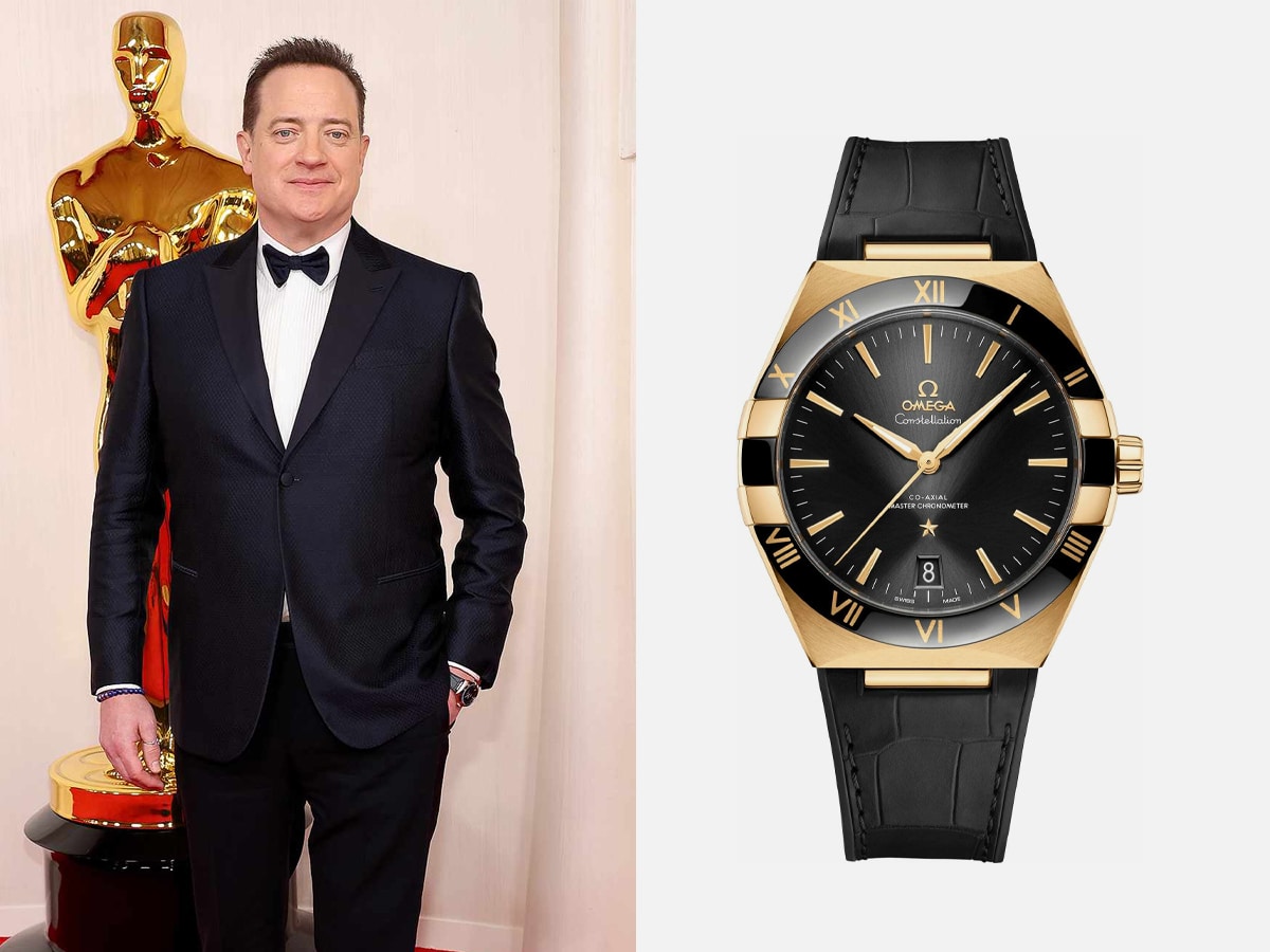 Brendan Fraser wearing an OMEGA Constellation at the 2024 Academy Awards | Image: Getty/OMEGA