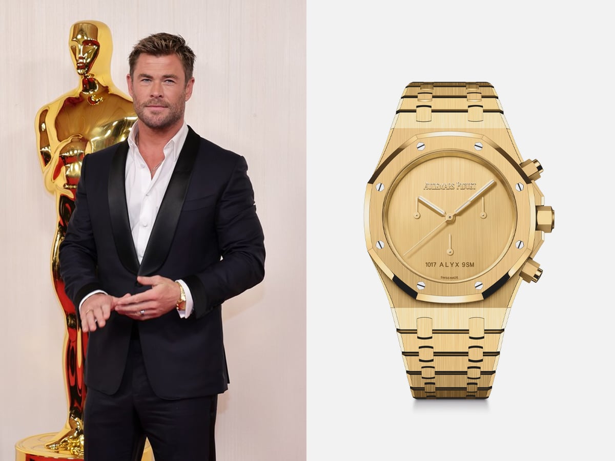 Chris Hemsworth wearing an Audemars Piguet x Alyx Royal Oak Chronograph at the 2024 Academy Awards | Image: Getty/Audemars Piguet