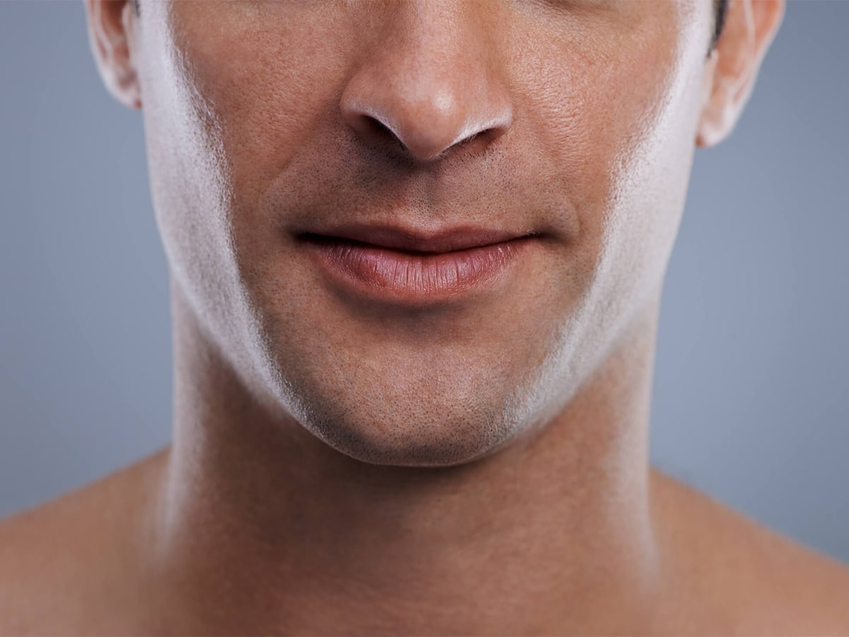 Close up of man's chin