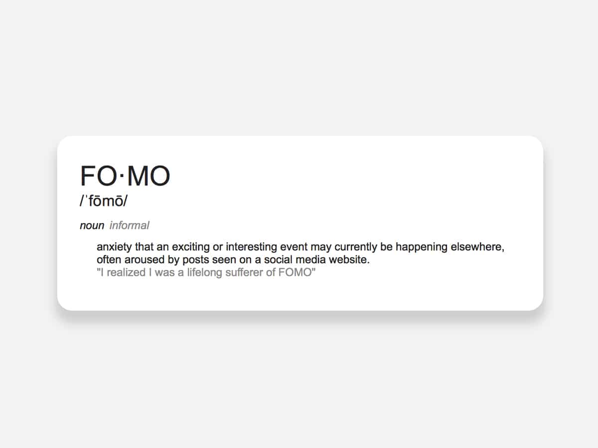 FOMO meaning | Image: Oxford Dictionary