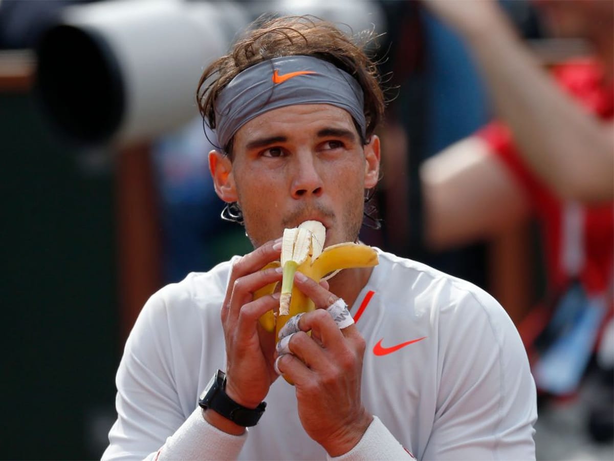 Rafael Nadal eating a banana
