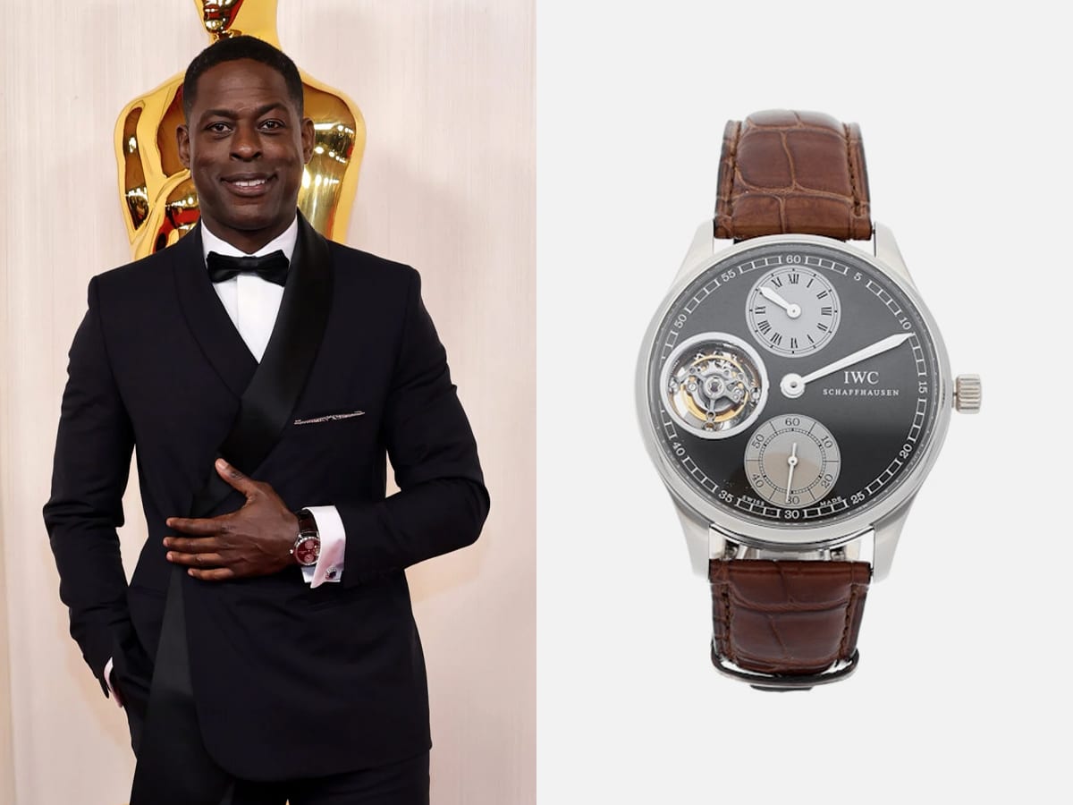 Sterling Kelby Brown wearing an IWC Portuguese Regulator Tourbillon at the 2024 Academy Awards | Image: Getty/IWC