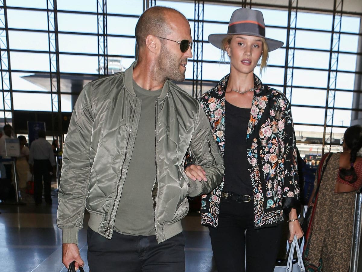 Jason Statham with Rosie Huntington-Whiteley at the airport