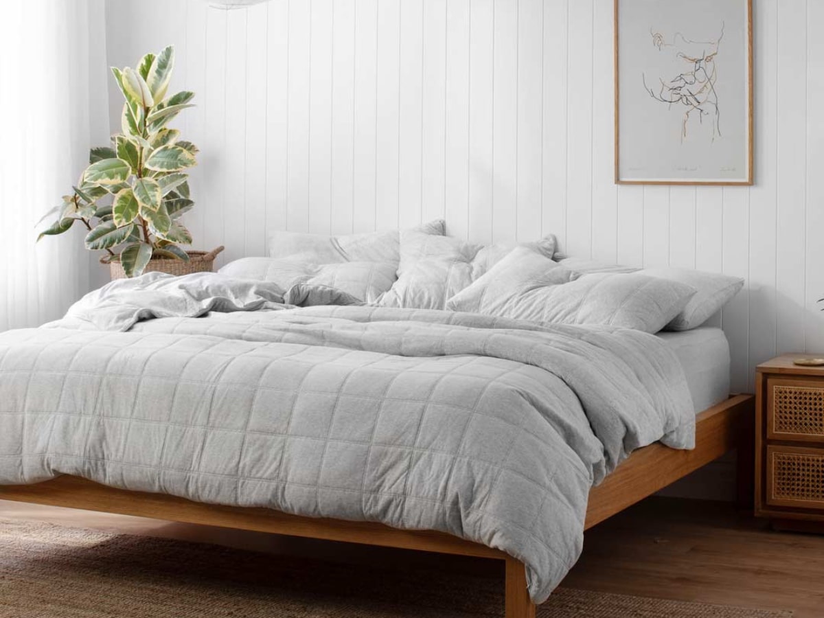 Miller Jersey Grey Marle Quilted Set | Image: Sheet Society