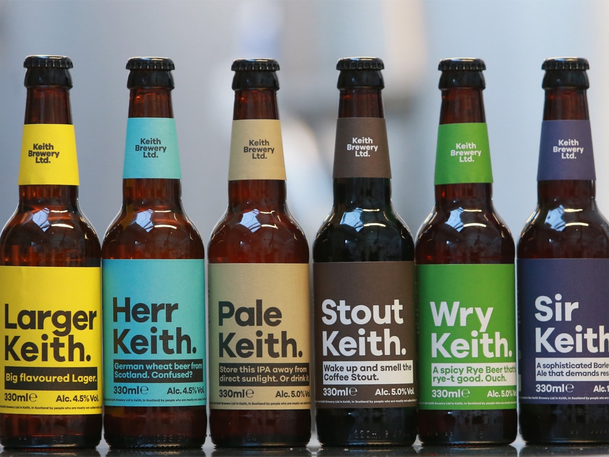 Six different Keith Brewery beer bottles