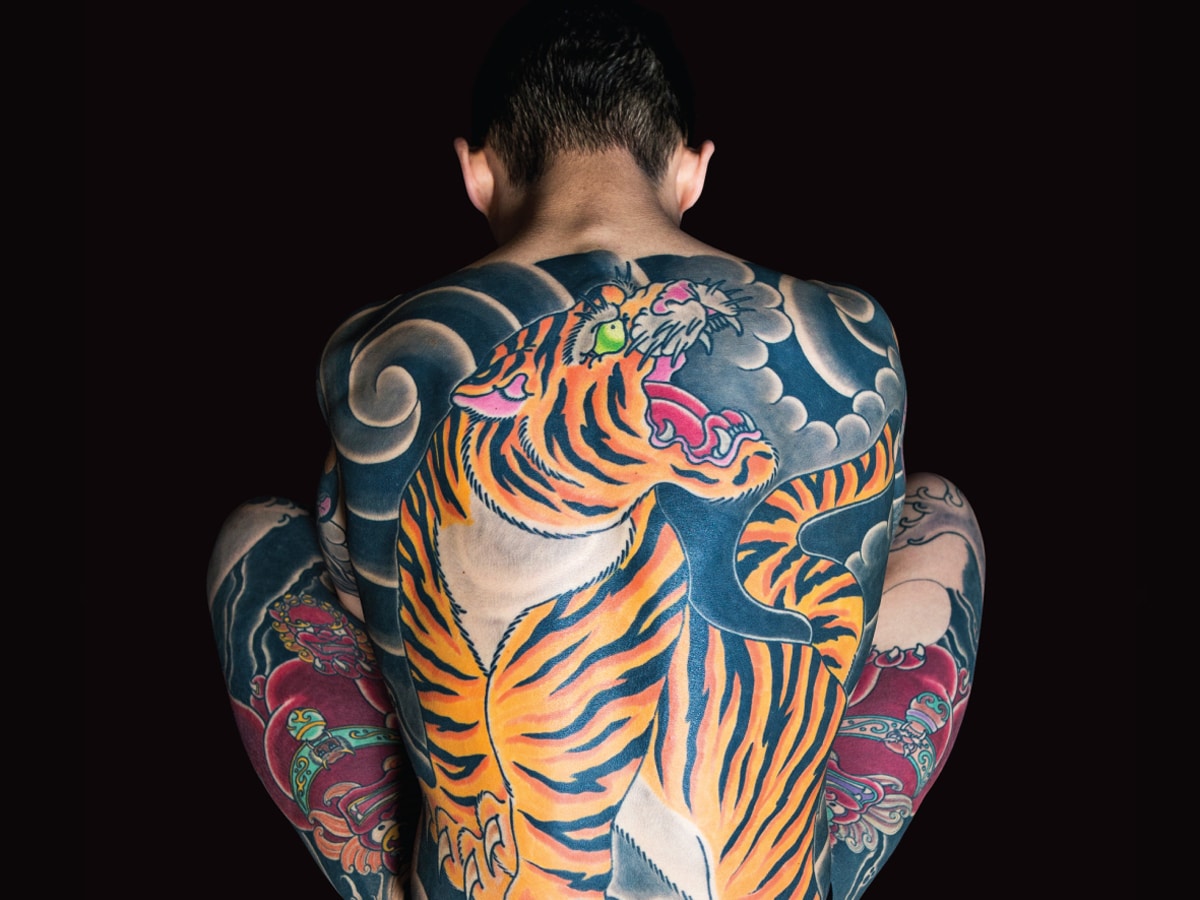 tiger tattoo on a man's back