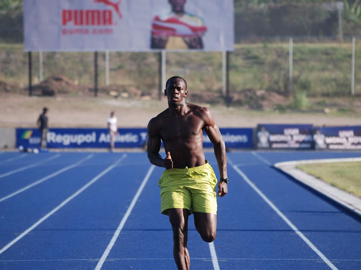 Usain Bolt on a track field