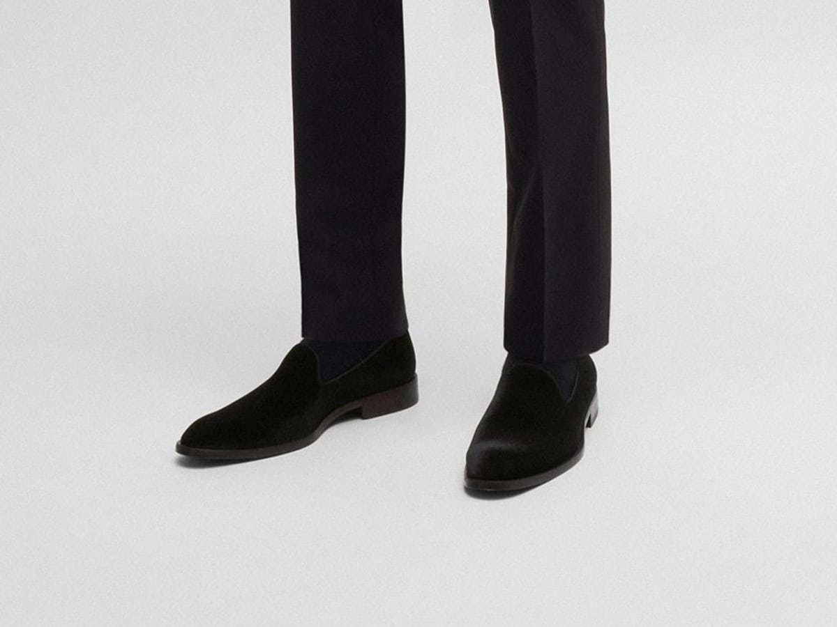 Boss velvet slip on loafers with leather trims