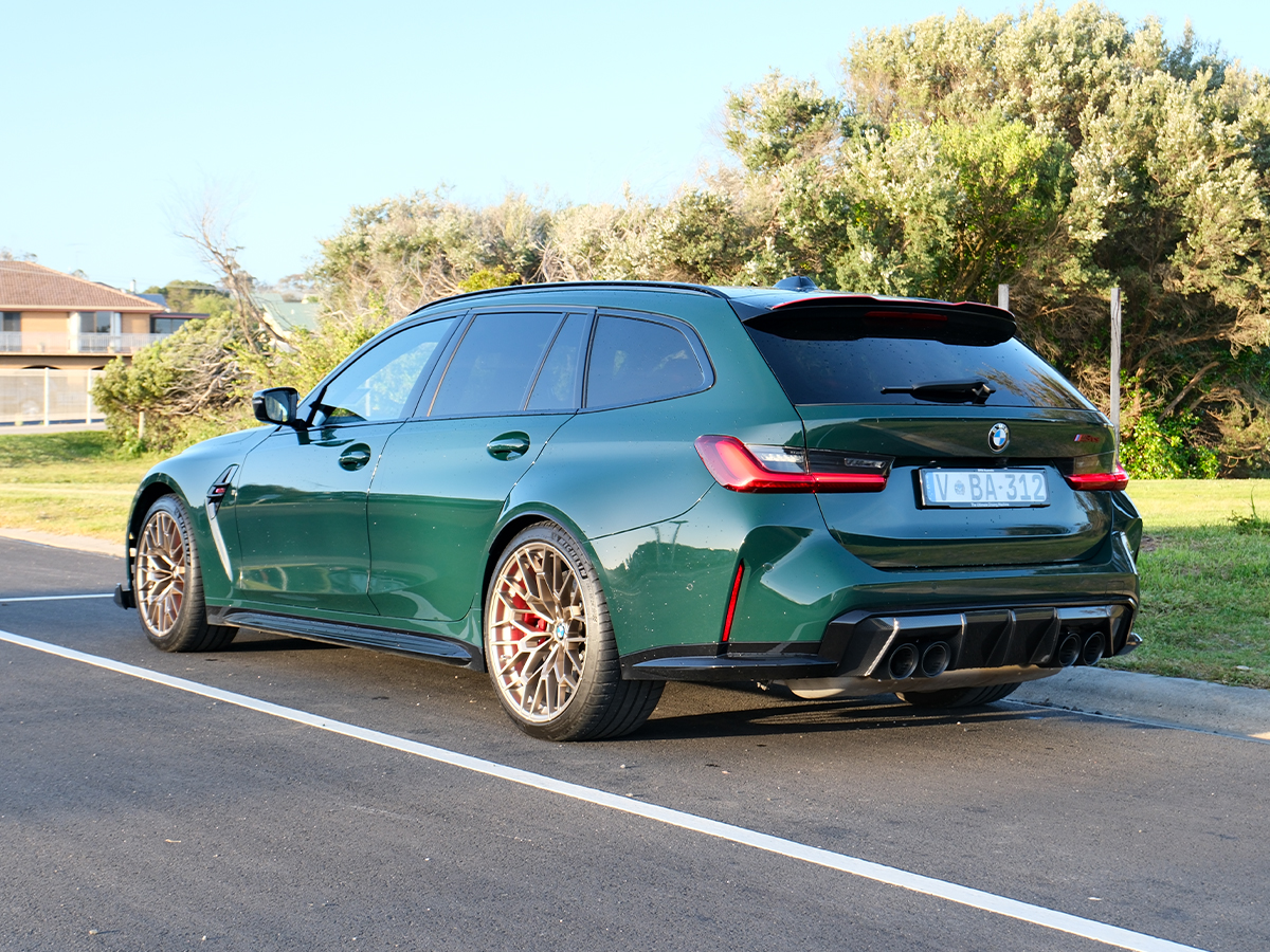 Bmw m3 cs touring rear three quarter