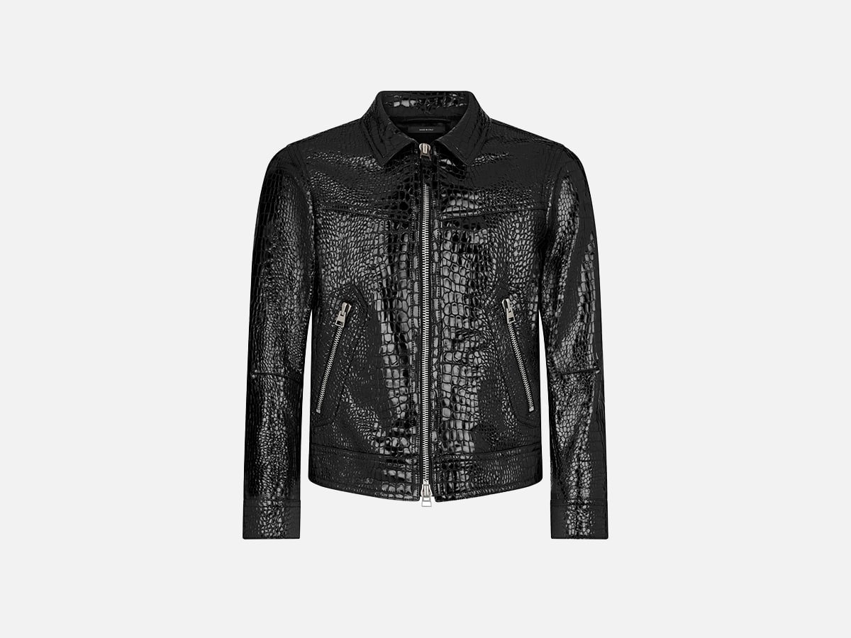 Tom ford patent croc collar blouson