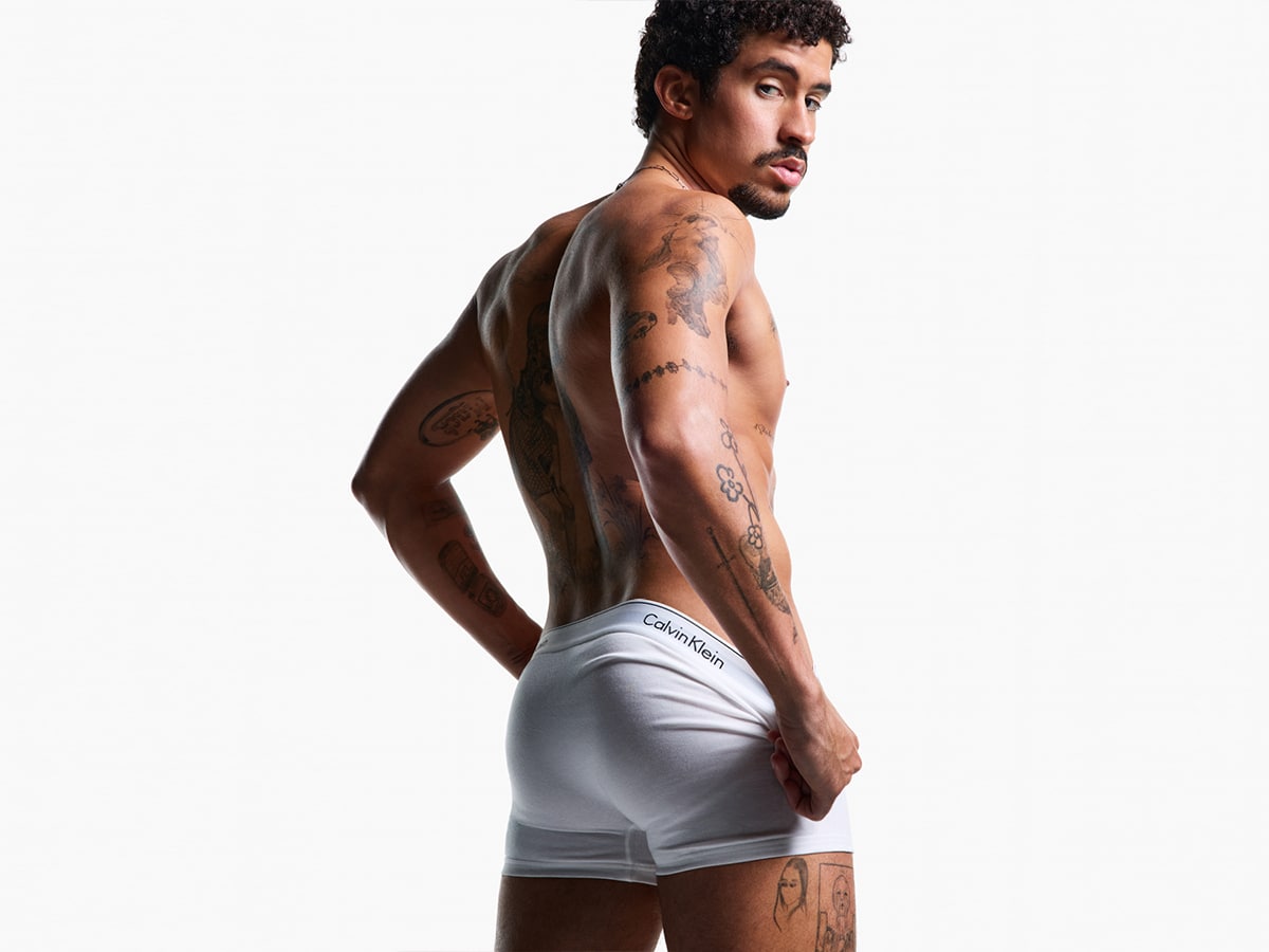 Bad bunny calvin klein spring 25 from behind in white underwear
