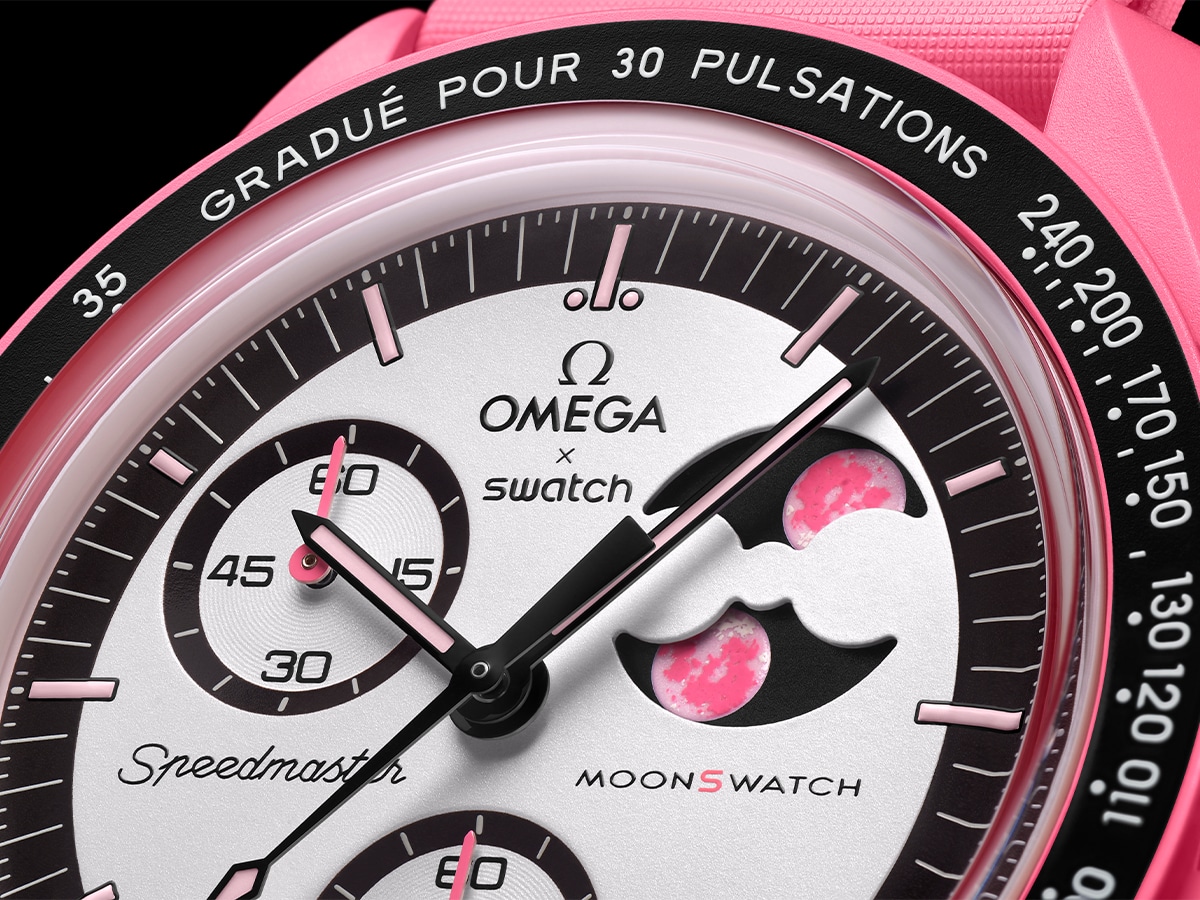 Mission to the pink moonphase dial logos