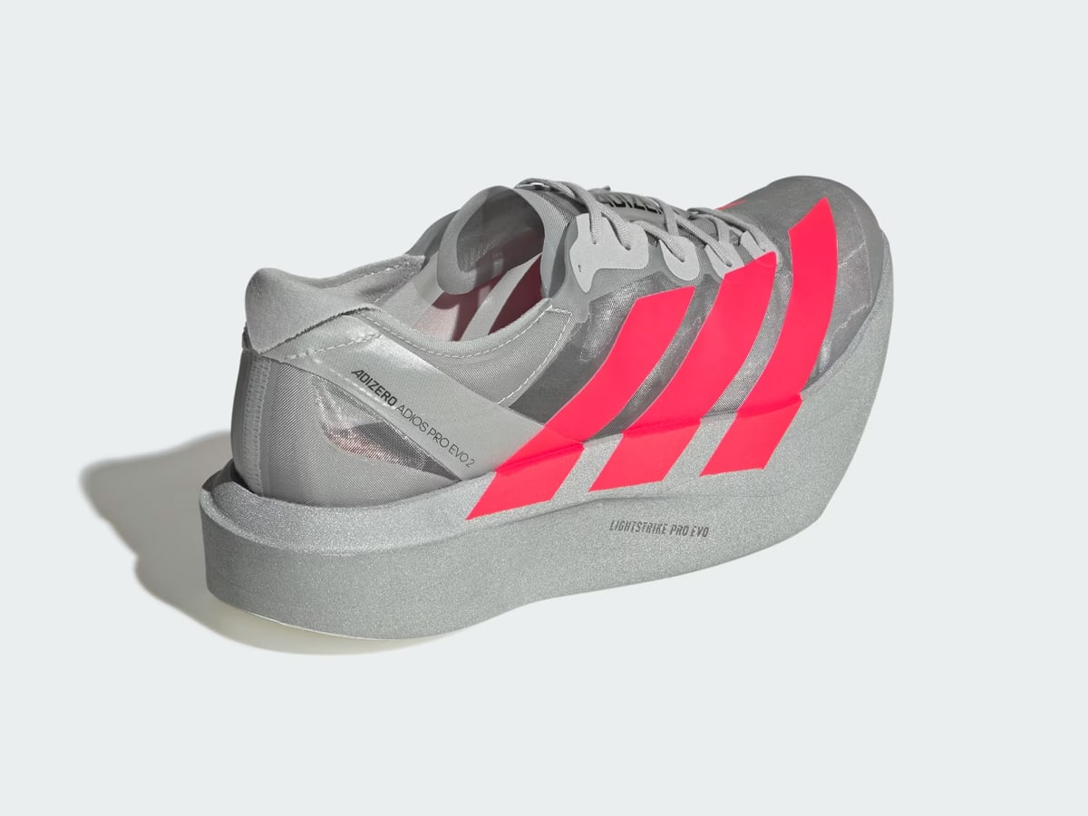 Adizero adios pro evo 2 shoes rear three quarter heel