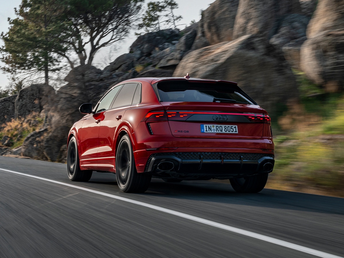 Audi rs q8 performance on road rear