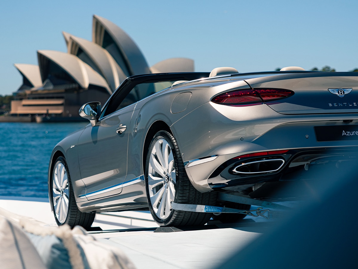 Bentley continental gtc azure rear end sydney harbour
