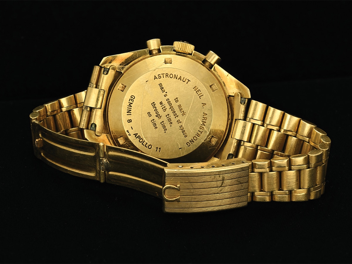 Neil armstrong's 18k gold omega speedmaster professional case back