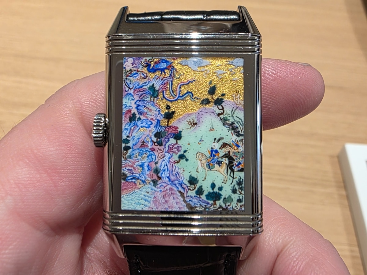 Reverso tribute enamel shahnameh ‘saam comes to alburz’