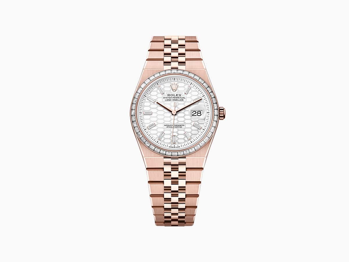 Rolex oyster perpetual land dweller 36 in 18ct everose gold