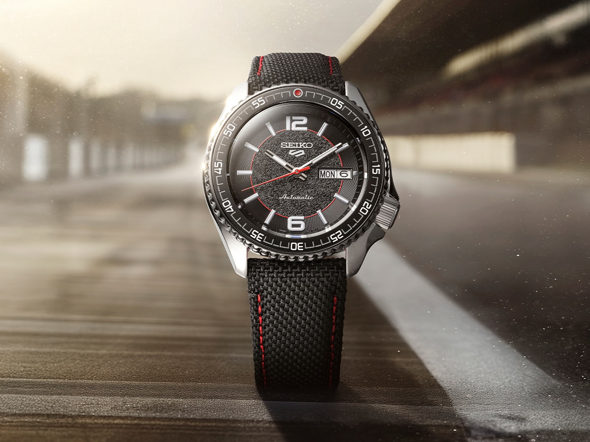 Seiko 5 sports x supercars limited edition upright image