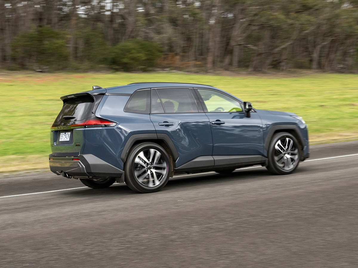 2026 toyota rav4 xse rear three quarter on road