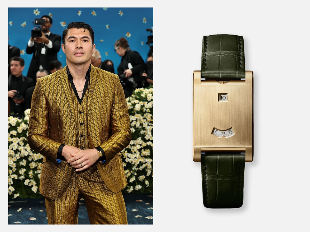 Henry Golding with a Cartier Tank à Guichets Ref. WGTA0234 | Image: Cartier