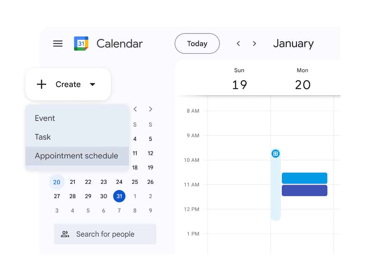 Google calendar appointments