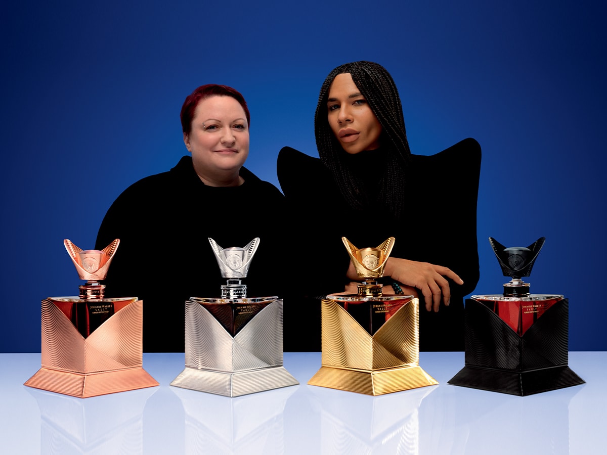 Johnnie Walker master blender Dr Emma Walker with Balmain creative director Olivier Rousteing | Image: Diageo